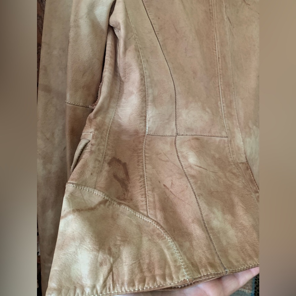 One of a kind Hand Distressed Blur Leather Jackrt - Picture 8 of 10